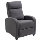 HOMCOM Push Back Recliner with Padded Seat for Home Theater - Dark Grey-Applying pressure to the backrest initiates a recline to 135°, accompanied by lifting the footrest
