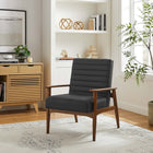Modway Jensen Vegan Leather Accent Chair - Walnut Black-Rubberwood Legs