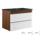 Modway Render 30" Wall-Mount Bathroom Vanity - White/Walnut/Black-Wall-Mount Design