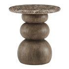 Modway Pietra Indoor/Outdoor Round Side Table - Dark Emperador Marble-Fully Assembled