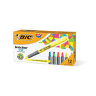 BIC Brite Liner Grip Chisel Tip Pen-Style Highlighters - Assorted Colours - 12 Pack-Assorted colours