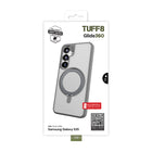 TUFF8 Samsung Galaxy S25 Glide360 Rugged Qi2 Compatible Case-360° Rotating Stand: Built-in stand that rotates to multiple angles for hands-free phone use