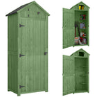 Outsunny Garden Storage Shed - 30" x 21" x 71" - Green-Constructed of durable wood covered with a double layer of water-resistant paint
