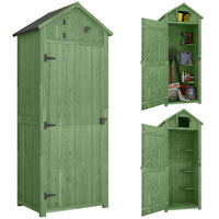 Outsunny Garden Storage Shed - 30" x 21" x 71" - Green-Constructed of durable wood covered with a double layer of water-resistant paint
