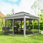 Outsunny 11 ft W x 11 ft L Pop Up Canopy 2-Tier Soft Top Gazebo with Mesh Netting - Light Grey-2-Tier canopy top performs well for ventilation
