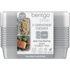 Bentgo Prep 3-Compartment Containers - Silver - 10 Pack-No need to measure your portions - volume is already embossed on the tray