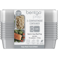 Bentgo Prep 3-Compartment Containers - Silver - 10 Pack-No need to measure your portions - volume is already embossed on the tray