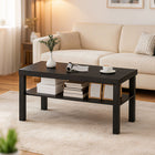 HOMCOM 2 Tier Coffee Table with Storage Shelf for Living Room - Black-Material: MDF