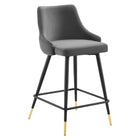 Modway Adorn Performance Velvet Counter Stool - Gray-Vintage Modern Counter Stool