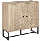 HOMCOM Modern 31.5" L Sideboard - Natural-Chevron pattern on four doors adds a striking visual appeal