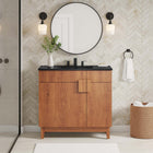 Modway Miles 36" Bathroom Vanity - Black/Walnut-Plumbing Cut-Out