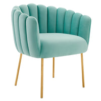 Modway Sanna Channel Tufted Performance Velvet Armchair - Mint-Retro Glam Armchair