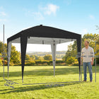 Outsunny 10 ft W x 10 ft L Pop Up Canopy Tent with Central Light - UPF 50+ - Black-UPF 50+ 210D Oxford fabric with silver coating for excellent sun protection