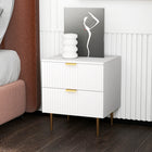 HOMCOM Nightstand with 2 Drawers - White-Fluted drawer panels enhance modern elegance, ease cleaning