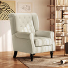 HOMCOM Fabric Accent Chair with Wood Legs - Rolled Arms for Bedroom - White-Button-tufted wing back with rolled arms brings elegant charming
