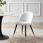 Modway Cordial Performance Velvet Dining Chairs - White - 2 Pack-Matte Black Metal Legs