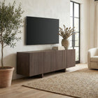 Hudson&Canal Harold Rectangular Fluted TV Stand for TV's up to 75" - Brown Oak-Clean with a soft, dry cloth and no harsh chemicals or abrasive cleaning materials