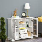 HOMCOM 39.4" L Kitchen Sideboard with 2 Drawers - White-Suitable for the storage of daily necessities, snacks, tableware, or flavor boxes