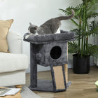 PawHut Small Cat Tree Tower with Perch and Scratching Post - Dark Grey-Multiple levels, so cats can enjoy climbing 
