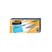 BIC Round Stic Grip Ballpoint Stick Pens - 0.8mm - Blue - 12 Pack-Improved Grip!