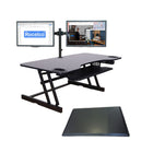 Rocelco 45" Adjustable Desk Riser with Dual Monitor Mount and Anti Fatigue Mat-ADR45 has enhanced Vertical Range (EVR)