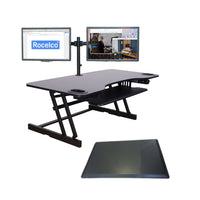 Rocelco 45" Adjustable Desk Riser with Dual Monitor Mount and Anti Fatigue Mat-ADR45 has enhanced Vertical Range (EVR)