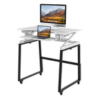 Rocelco 40" Deluxe Adjustable Height Desk Riser and Floor Stand Bundle - White/Black-10