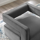 Modway Booth Performance Velvet Performance Velvet Swivel Armchair - Grey-Squared Cutaway Design