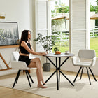 Homy Casa Swivel Upholstered Dining Chair  -  Ivory Beige Fabric  with Black Metal Legs - 4 Pack-Sturdy Metal Legs: Black metal legs offer stability and a sleek contrast to the beige upholstery.