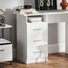 HOMCOM 39.4" Computer Desk with Storage - White-Colour: White