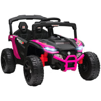 Qaba 12V Kids Ride On Truck with Dual Motors - Pink-Powerful 12V dual motors conquer various terrains 