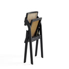 Manhattan Comfort Lambinet 20.87" Industry Chic Dining Folding Chair - Black and Natural Cane - Set of 4-Seat Made from Natural Cane