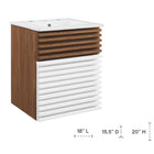 Modway Render 18" Wall-Mount Bathroom Vanity - White/Walnut/White-Wall-Mount Design