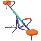 Outsunny Metal Kids 2-Seat Seesaw with 360 Degree Rotation - Multicoloured-Shock-absorbing pole underneath the seats provides a smooth landing when they touch the ground 
