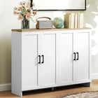 HOMCOM Modern 47.2" L Buffet Cabinet with Storage - White-Smooth particleboard surface for easy maintenance
