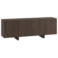 Hudson&Canal Harold Rectangular Fluted TV Stand for TV's up to 75" - Brown Oak-A transitional design accomodates TVs up to 75" for your entertaining space