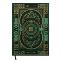 Hilroy Deco Notes Journal - 6" x 8" - Lined - 96 Sheets - Green-Elegant hardcover journal with sophisticated Art Deco-inspired design