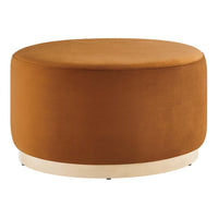 Modway Tilden Large 29" Round Performance Velvet Upholstered Ottoman - Rust/Natural-Performance Velvet Upholstery