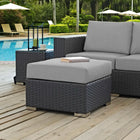 Modway Sojourn Outdoor Patio Sunbrella Ottoman - Canvas/Grey-Synthetic Rattan Weave