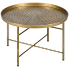 HOMCOM 24" Round Coffee Table with Hammered Tray - Gold-Elegant Boho aesthetic enhances home decor with luxurious charm