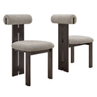Modway Torian Boucle Fabric Dining Chair - Wenge Taupe - Set of 2-3 Legged Armless Chairs