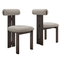 Modway Torian Boucle Fabric Dining Chair - Wenge Taupe - Set of 2-3 Legged Armless Chairs