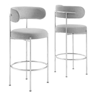 Modway Albie Fabric Bar Stools - Grey/Silver - 2 Pack-Modern Bar Stools - Set of 2