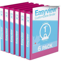 Davis Group Easyview Premium Binder - Round Ring - Customizable - 1" - Pink - 6 Pack-3 Ring Binder