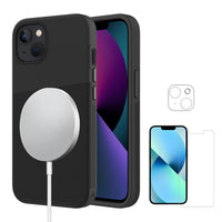 AXS PROTech Plus Anti-Shock Case Magsafe Compatible&ARMORGlass Screen and Camera Lens Protector for Apple iPhone 13-Black-PROTech Plus - Drop resistant up to 10 feet