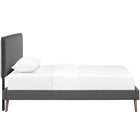 Modway Camille Fabric Twin Platform Bed with Round Splayed Legs - Grey-Wood Frame / Particleboard Panel