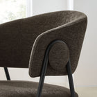 Modway Nella Upholstered Heathered Chenille Dining Chairs - Java/Black - 2 Pack-Decorative Round Button