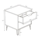 Manhattan Comfort Avira 20" Mid-Century Modern 2-Drawer Nightstand - Black-Durable construction designed for long-lasting use