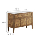 Modway Elysian 48" Wood Single Sink Bathroom Vanity - White/Brown-Ceramic Single Sink Basin