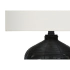 Monarch Specialties 23" H Table Lamp - Black Rattan / Ivory / Cream Shade-Assembled dimensions: 14 in. L x 14 in. W x 22.5 in. H. base: 8.25 in. L x 8.25 in. W x 11.25 in. H. shade: 14 in. L x 14 in. W x 10 in. H